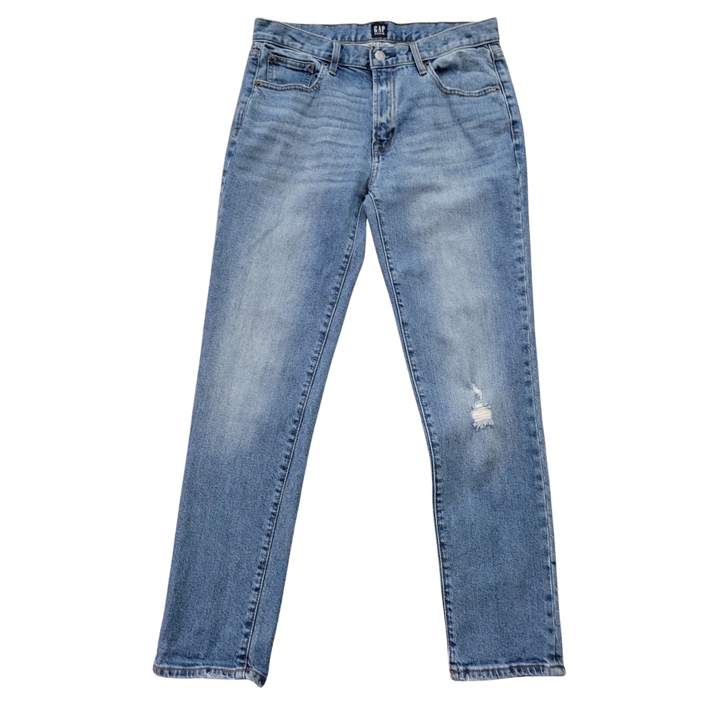 GAP Best Girlfriend Jeans Womens 26 Tapered Medium Wash Minimal Mid Rise Classic
